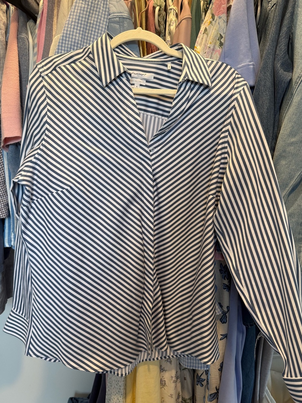 Foxcroft Dianna No Iron Pinpoint Striped Button Shirt